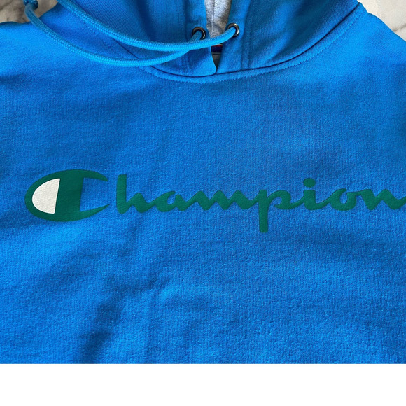 Men's Champion Hooded Sweatshirt in Turquoise, Medium - Picture 2 of 8